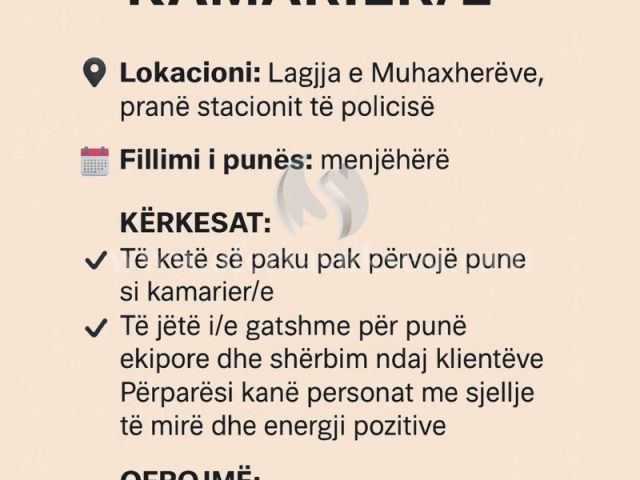 Ofroj pune per KAMARIER/E